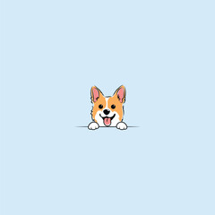 Cute pembroke welsh corgi dog cartoon, vector illustration.