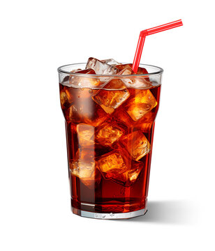 Glass of soda with ice. Generative Ai