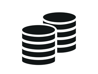 stack of coins icon. Stack of gold coins, Black and White Money Coins Symbol Icon.
