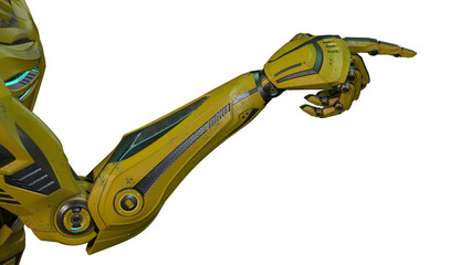 Detailed futuristic robot arm or mechanical hand. Isolated on transparent background. 3d rendering