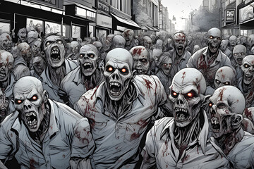 Zombie horde. Zombie apocalypse scene. Generative ai - 638404993