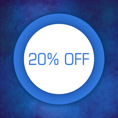 Discount Twenty Percent Off Blue Texture Circular White Text