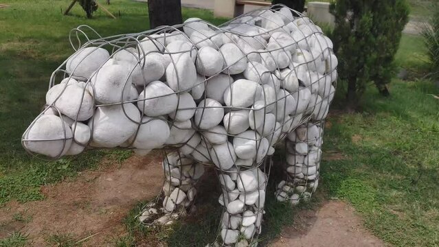 Russia Tuapse 07.07.2023 Sea Stone Bear Statue.