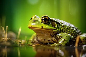 Obraz premium A Bullfrog portrait, wildlife photography