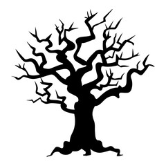 Halloween dead tree silhouette isolated. Cartoon vector illustration