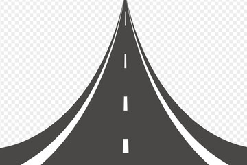 Road with white lines. Winding road. Journey traffic curved highway. Vector illustration EPS10