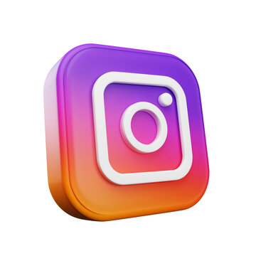BANGKOK, THAILAND - AUGUST 13, 2023: Instagram social media icon. Social media 3d icons isolated on transparent background