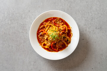 Korean food dish Steak, rosé pasta, tomato spaghetti, caviar, garlic cream pasta, basilfest spaghetti