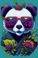 A detailed illustration of a Panda for a t-shirt design, wallpaper, fashion