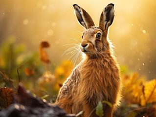 Hare in its Natural Habitat, Wildlife Photography, Generative AI