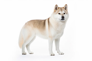 White Akita Inu dog on white background
