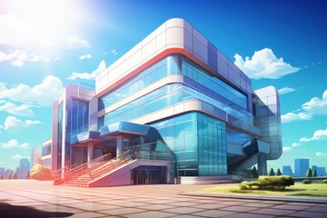 Office building sunlight anime visual novel game. Generate Ai