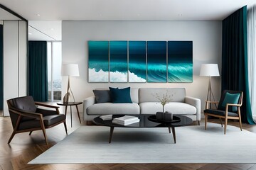 Naklejka na ściany i meble modern living room with furniture generated by AI