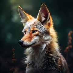 Fototapeta premium Jackal in its Natural Habitat, Wildlife Photography, Generative AI