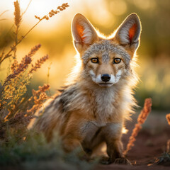 Obraz premium Jackal in its Natural Habitat, Wildlife Photography, Generative AI