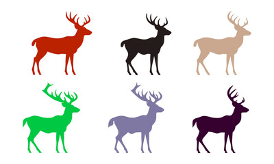 Vector illustration of deer silhouette isolated on white background