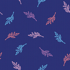 Cute hand drawn scandi style floral seamless vector pattern. Kawaii outline background with tree branches, polka dots for wrapping paper, fabric, gift, textile, wallpaper, packaging, apparel.