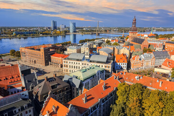 Aerial view of the capital Riga, Latvia