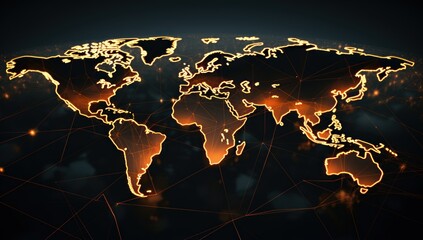 Connection lines around the Earth's surface, future technology backdrop with circles and lines. Internet, social media, travel, or logistical concepts.