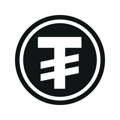 Mongolian tugrik coin symbol. black and white Flat currency icon. currency of The Mongolia. Vector illustration.
