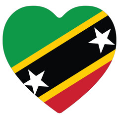 Saint Kitts and Nevis flag heart shape. Flag of Saint Kitts and Nevis heart shape