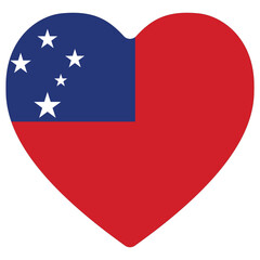 Samoa flag heart shape. Flag of Samoa heart shape
