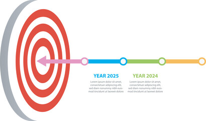 Infographic template for business. Target with project of the year timeline, presentation vector infographic.