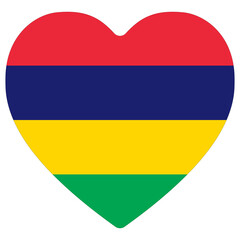 Mauritius flag heart shape. Flag of Mauritius heart shape