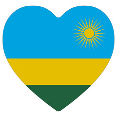 Rwanda flag heart shape. Flag of Rwanda heart shape