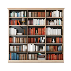 Library Bookshelf isolated on transparent background. Generative AI
