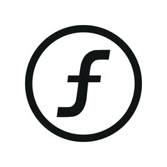 Netherlands Antillean guilder coin symbol. black and white Flat currency icon. currency of The curaçao and sint maarten. Vector illustration.