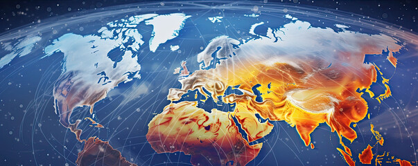 world map, weather screen forecast