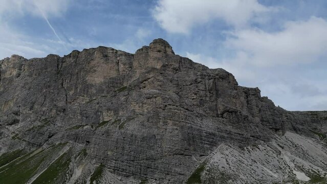 Aerial view of Dolomites Alps near Alta Badia, Trentino-Alto-Adige region, Italy. Summer season.