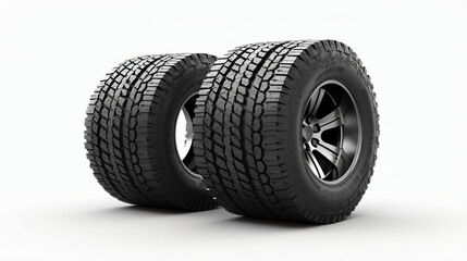 Set of Offroad tires on a white background. 3d illustration