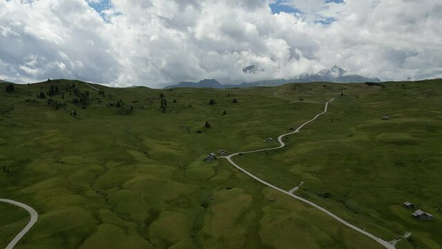 Aerial view of Dolomites Alps near Alta Badia, Trentino-Alto-Adige region, Italy. Summer season.