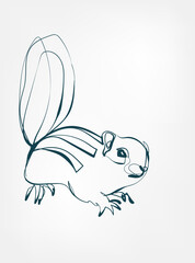 chipmunk vector line art animal wild life single one line hand drawn illustration isolated