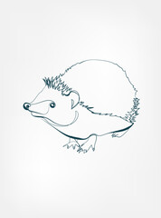 hedgehog vector line art animal wild life single one line hand drawn illustration isolated