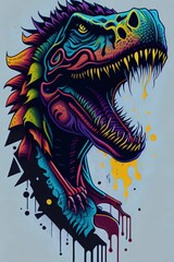 A detailed illustration of a Tyrannosaurus for a t-shirt design, wallpaper, and fashion
