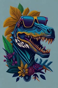 A detailed illustration of a Tyrannosaurus for a t-shirt design, wallpaper, and fashion