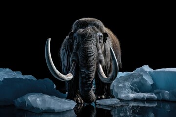 Frozen mammoth, prehistoric animal, ancient animal life. Generative AI