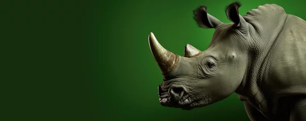 Poster rhino on green background. © Michal