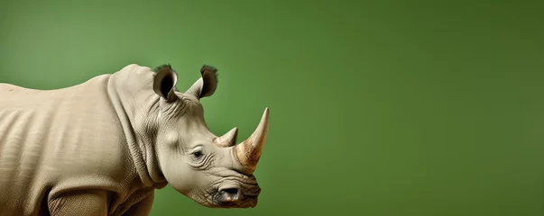 Tuinposter rhino on green background. © Michal