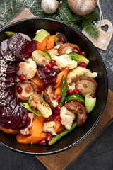 Vegetarian Christmas dinner. Healthy food concept.
