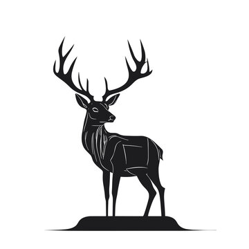 Ai Generated Deer Silhouette Vector. Cute cartoon deer in the forest, a monochrome and funny animal photo.