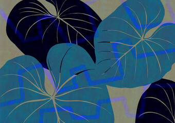 Creative botanical print tropical houseplant  