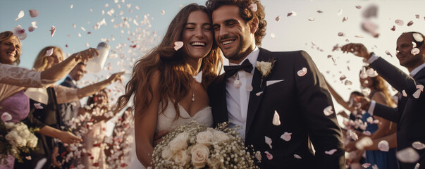 young beautiful couple in luxury wedding ceremony. bride concept. - obrazy, fototapety, plakaty