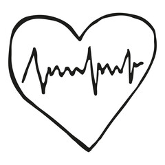 Heart beat vector doodle illustration medical hospital health care cardiogram heart