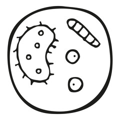 Biology microorganism vector doodle illustration petri dish micribiology laboratory