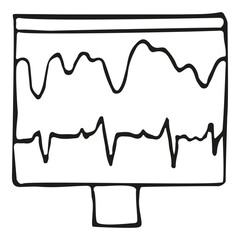 Heart beat vector doodle illustration medical hospital health care cardiogram heart