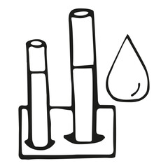 Laboratory tubes for experiments vector doodle illustration chemistry biology analyze medical tests reactions